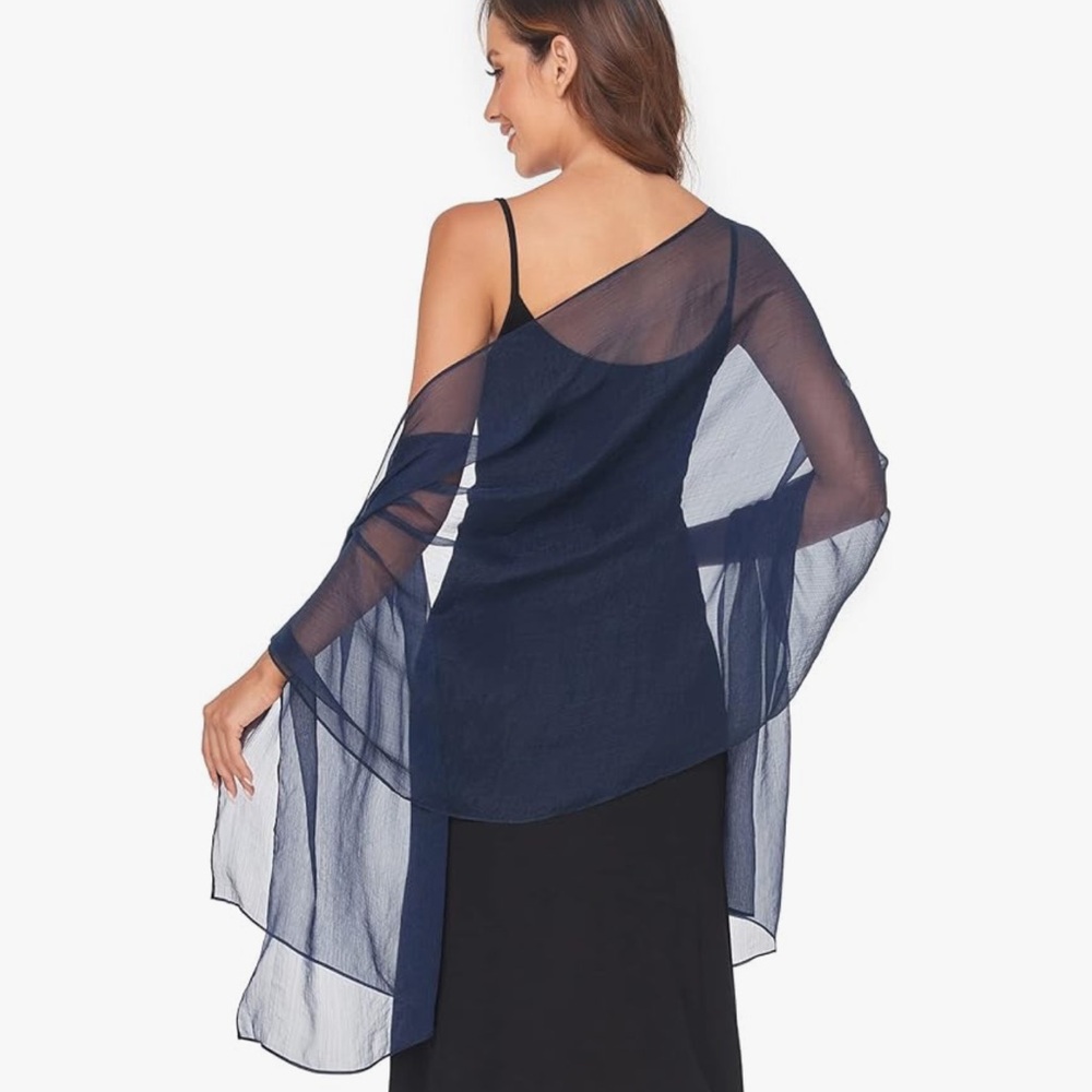 Elegant Navy Sheer Shawl